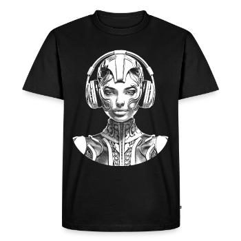 T-shirt hip-hop élégant: femme avec des écouteurs. - T-shirt Premium bio Homme - noir - Devant - Nico (187cm)