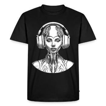 Cyborg Woman Portrait T-Shirt: Robotics Enthusiasts - Men's Premium Organic T-Shirt - black - Front - Nico (187cm)