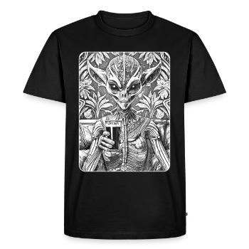 Alien Lounge : Chemise unique pour les fans de science-fiction ! - T-shirt Premium bio Homme - noir - Devant - Nico (187cm)