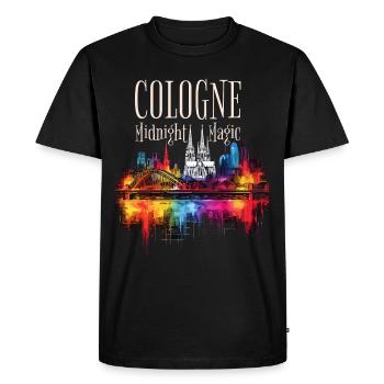 Cologne, Cologne Cathedral, Germany, City, Skyline, Night - Men's Premium Organic T-Shirt - black - Front - Nico (187cm)