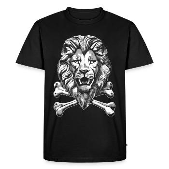Chemise de capitaine fantôme : Lion en excursion en bateau - T-shirt Premium bio Homme - noir - Devant - Nico (187cm)