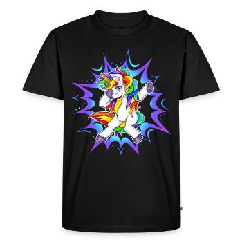 Dab Dubbing Licorne Licorne Arc-en-ciel - T-shirt Premium bio Homme - noir - Devant - Nico (187cm)