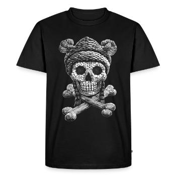 Retro Sneaker Fans: Skull & Bones Vintage Shirt - Men's Premium Organic T-Shirt - black - Front - Nico (187cm)