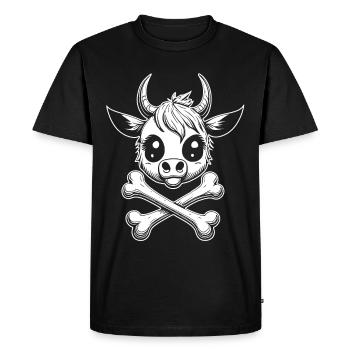 Chemise de veau tête de mort de bande dessinée unique - T-shirt Premium bio Homme - noir - Devant - Nico (187cm)