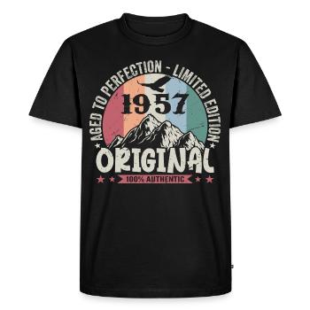 1957 Anniversaire 1957 Millésime Anniversaire 1957 - T-shirt Premium bio Homme - noir - Devant - Nico (187cm)