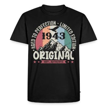 1943 Anniversaire 1943 Vintage Anniversaire 1943 - T-shirt Premium bio Homme - noir - Devant - Nico (187cm)