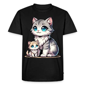 Mignon chats maman et bébé illustration pour - T-shirt Premium bio Homme - noir - Devant - Nico (187cm)