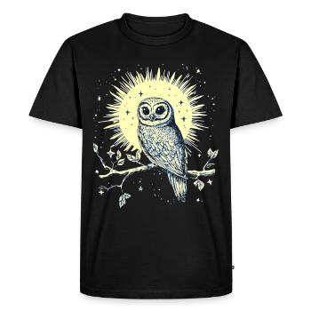 hibou aigle hibou hibou oiseau de nuit oiseau animal nuit lune nature - T-shirt Premium bio Homme - noir - Devant - Nico (187cm)