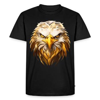 Tête d’aigle Or Oiseau de proie Oiseau Nature animale - T-shirt Premium bio Homme - noir - Devant - Nico (187cm)