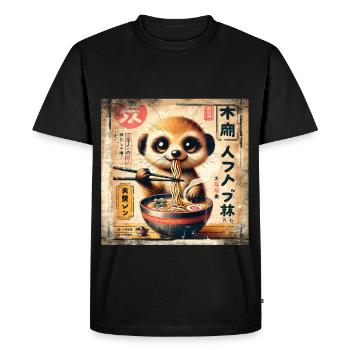 Ramen Meerkat Grunge Poster Style - T-shirt Premium bio Homme - noir - Devant - Nico (187cm)