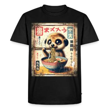 Ramen Meerkat Grunge Poster Style - T-shirt Premium bio Homme - noir - Devant - Nico (187cm)