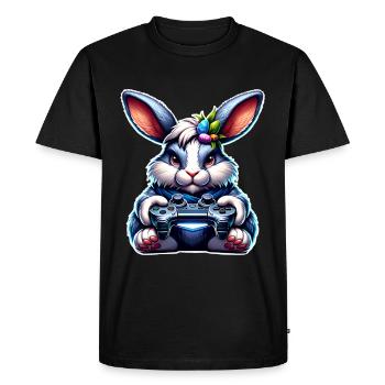 Bunny Rabbit Gamer Nerd de jeu - T-shirt Premium bio Homme - noir - Devant - Nico (187cm)