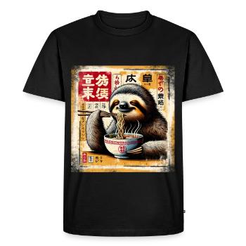 paresseux Ramen Grunge Poster Style - T-shirt Premium bio Homme - noir - Devant - Nico (187cm)