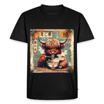 Ramen Highland Cow Grunge Style d’affiche - T-shirt Premium bio Homme - noir - Devant - Nico (187cm)