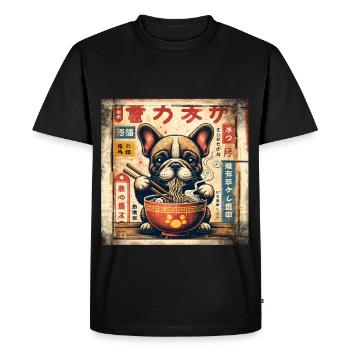 French Bulldog Ramen - Men's Premium Organic T-Shirt - black - Front - Nico (187cm)