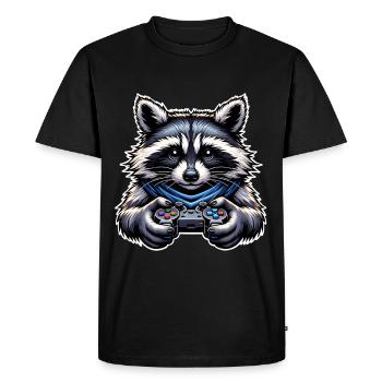 Raton laveur Gamer Nerd de jeu - T-shirt Premium bio Homme - noir - Devant - Nico (187cm)