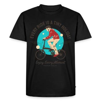Every Ride is a tiny holiday - folding bicycle - Men's Premium Organic T-Shirt - black - Front - Nico (187cm)