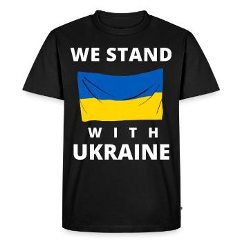 Ukraine Flag. we stand with ukraine - Men's Premium Organic T-Shirt - black - Front - Nico (187cm)