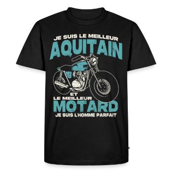 Le meilleur aquitain et le meilleur motard - T-shirt Premium bio Homme - noir - Devant - Nico (187cm)