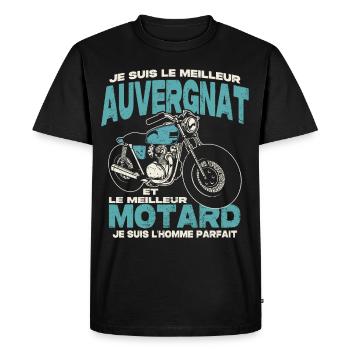 Le meilleur auvergnat et le meilleur motard - T-shirt Premium bio Homme - noir - Devant - Nico (187cm)