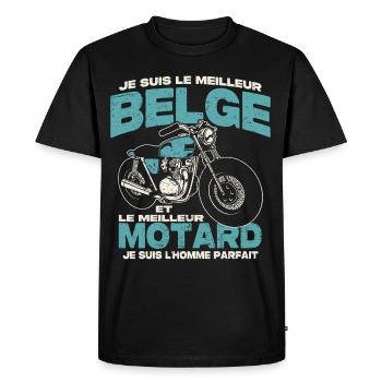 Le meilleur belge et le meilleur motard - T-shirt Premium bio Homme - noir - Devant - Nico (187cm)