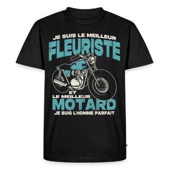Le meilleur fleuriste et le meilleur motard - T-shirt Premium bio Homme - noir - Devant - Nico (187cm)