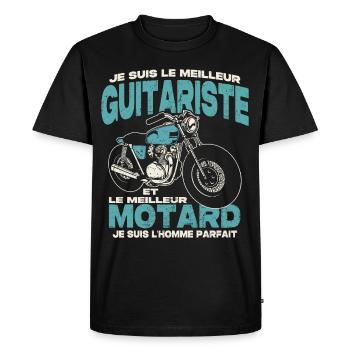 Le meilleur guitariste et le meilleur motard - T-shirt Premium bio Homme - noir - Devant - Nico (187cm)