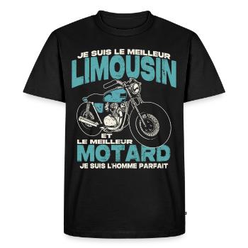 Le meilleur limousin et le meilleur motard - T-shirt Premium bio Homme - noir - Devant - Nico (187cm)