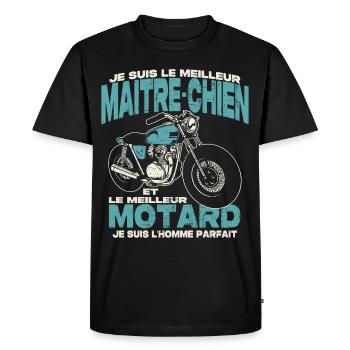 Le meilleur maitre-chien et le meilleur motard - T-shirt Premium bio Homme - noir - Devant - Nico (187cm)