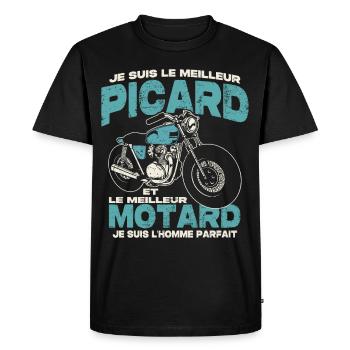 Le meilleur picard et le meilleur motard - T-shirt Premium bio Homme - noir - Devant - Nico (187cm)