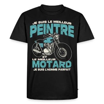 Le meilleur peintre et le meilleur motard - T-shirt Premium bio Homme - noir - Devant - Nico (187cm)