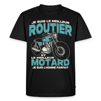 Le meilleur routier et le meilleur motard - T-shirt Premium bio Homme - noir - Devant - Nico (187cm)
