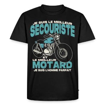Le meilleur secouriste et le meilleur motard - T-shirt Premium bio Homme - noir - Devant - Nico (187cm)