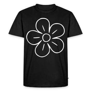 Dessin de fleur nature croquis blanc - T-shirt Premium bio Homme - noir - Devant - Nico (187cm)