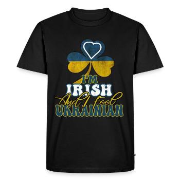 Je suis irlandais mais je me sens ukrainien - T-shirt Premium bio Homme - noir - Devant - Nico (187cm)