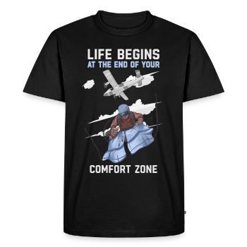 La vie commence à la fin de votre cadeau de zone de confort - T-shirt Premium bio Homme - noir - Devant - Nico (187cm)