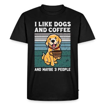 J’aime les chiens et le café et peut-être 3 personnes - T-shirt Premium bio Homme - noir - Devant - Nico (187cm)