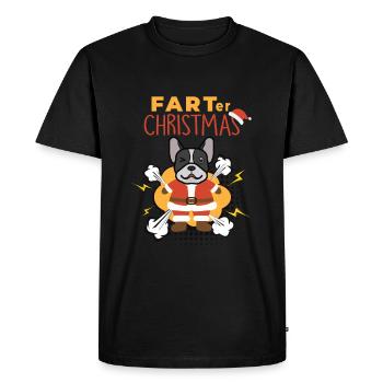 Farter Christmas Drôle de bouledogue français noël - T-shirt Premium bio Homme - noir - Devant - Nico (187cm)