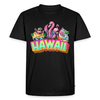 Hawaii Summer Flamingo Palm Tree Beach Ocean Vacation - T-shirt Premium bio Homme - noir - Devant - Nico (187cm)