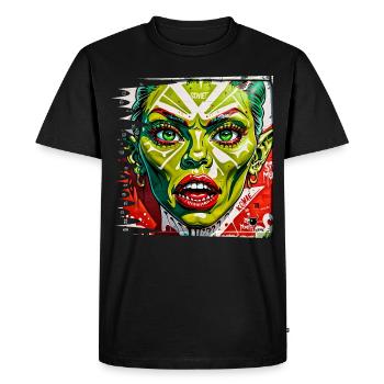 monstre #070 Verte !! - T-shirt Premium bio Homme - noir - Devant - Nico (187cm)