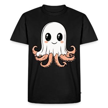 pieuvre Halloween Drôle de fantôme - T-shirt Premium bio Homme - noir - Devant - Nico (187cm)