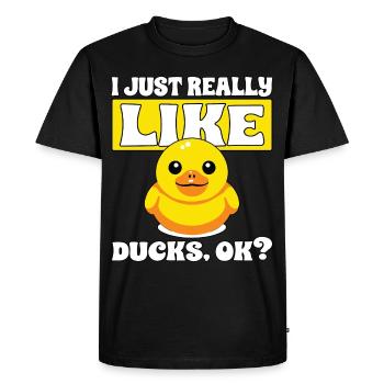 Funny Duck Art I Like Ducks - Men's Premium Organic T-Shirt - black - Front - Nico (187cm)