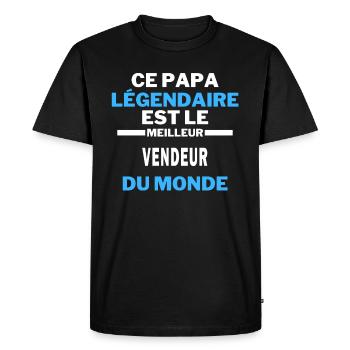 papa légendaire est le Meilleur VENDEUR du monde - T-shirt Premium bio Homme - noir - Devant - Nico (187cm)