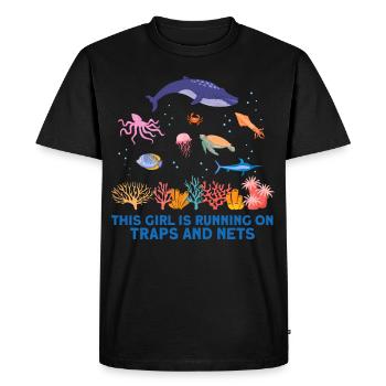 Girl Net Boat Marine Biologist Biology Ocean - Men's Premium Organic T-Shirt - black - Front - Nico (187cm)
