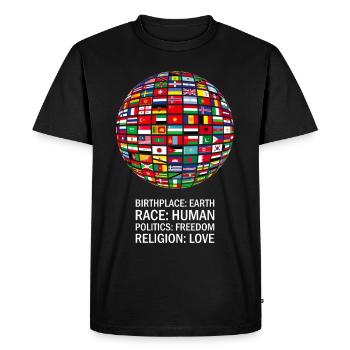 belle paix tous les drapeaux « contre le racisme » - T-shirt Premium bio Homme - noir - Devant - Nico (187cm)
