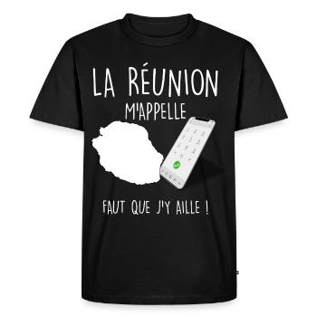 La Réunion La Plus belle île Du Monde - T-shirt Premium bio Homme - noir - Devant - Nico (187cm)