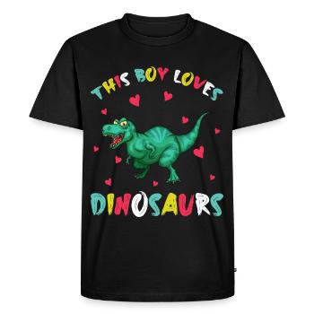 Dino Dinosaur T-Rex Boy Young Gift - Men's Premium Organic T-Shirt - black - Front - Nico (187cm)