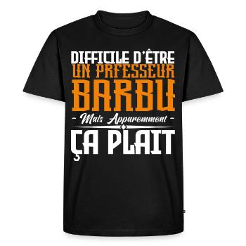professeur barbu, citations barbe, cadeau Idée - T-shirt Premium bio Homme - noir - Devant - Nico (187cm)