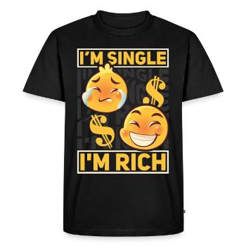 Solo, Célibataire Hommes + Femmes, Premier Rendez-vous, Reich - T-shirt Premium bio Homme - noir - Devant - Nico (187cm)