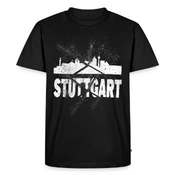 Stuttgart Allemagne City Skyline Font Grunge - T-shirt Premium bio Homme - noir - Devant - Nico (187cm)